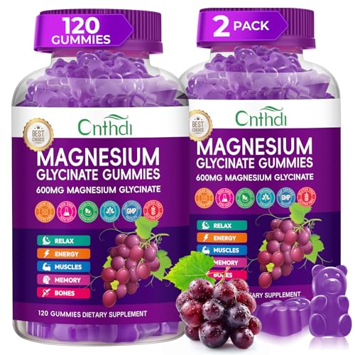 CNFHDI Magnesium Glycinate Gummies 600mg, Sugar Free Chewable Magnesium Gummies for Men & Women,...