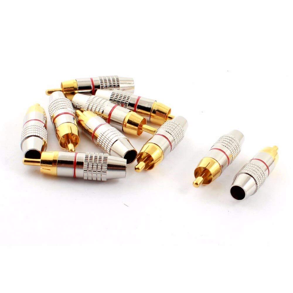 Wtyczka RCA bez lutowania, wtyczka męska RCA adapter audio wideo w-liniowy pozłacany