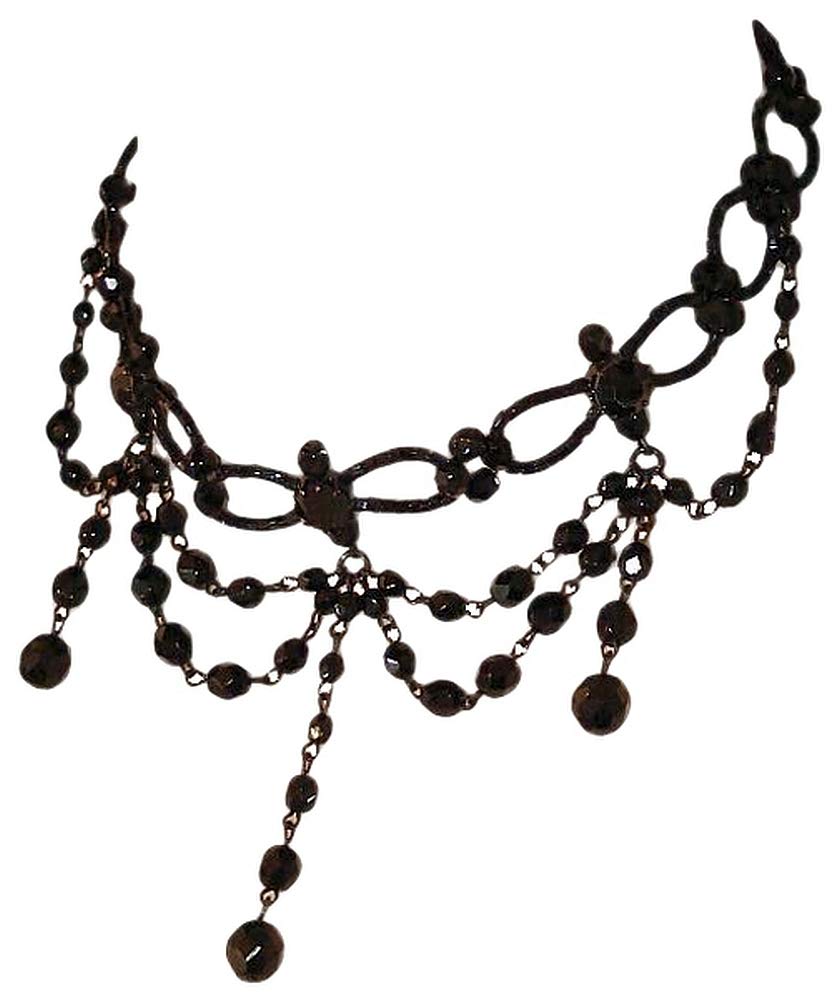 Dirndl-Kette Collier Kropfkette Trachtenkette Trachtenschmuck Perlen schwarz