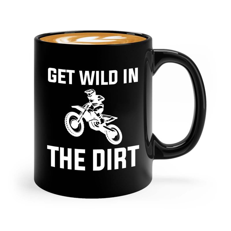 Dirt Bike Coffee Mug 11oz Black - Get In - Motorcycle Sport Dirt Rider Automotive Cycling Racing Background