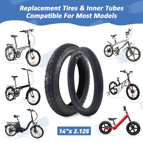 2 Pack E-Bike Tire Kids Bike Tire 14×2.125 with 2 Tubes