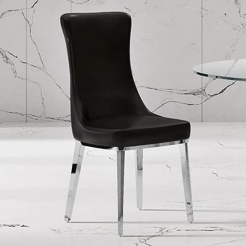 Miniatura 10 de ZURI Modern Norma Silla de comedor - Negro con base de acero inoxidable cepillado Negro,Gris,https://www.amazon.com/dp/undefined