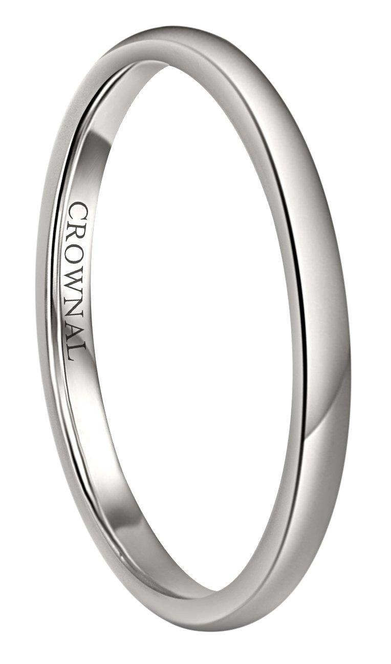 CROWNAL1mm 2mm 3mm 4mm 5mm 6mm 7mm 8mm Tungsten White/Yellow Gold/Rose Gold Plated Wedding Band Ring Men Women Plain Dome Polished Comfort Fit