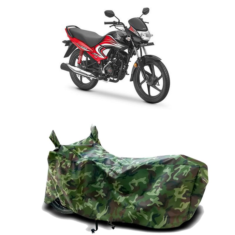 Image of DUFFEL-100% Heat Protection Two Wheeler Bike /Scooty Body Cover for Honda Dream Yuga BS6 Water Resistance /UV-Rays /Birds Dropping /Scratchproof /Dust Proof /Waterproof[Green Jungle Print]