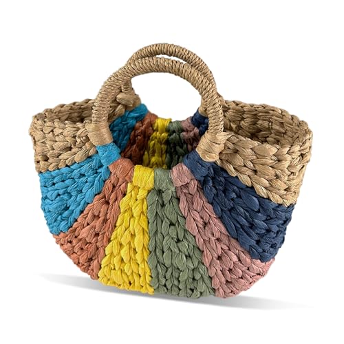 Sac fourre-tout en paille colorée grande capacité pour emporter toutes vos affaires de plage