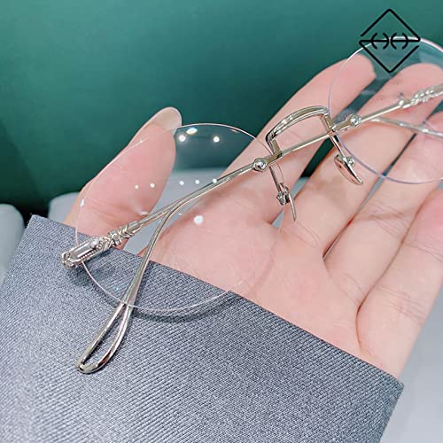 Retro okrągłe okulary do czytania bez oprawek dla kobiet i mężczyzn, czytnik komputerowy blokujący niebieskie światło z metalową ramą (kolor: srebrny, rozmiar: 2,5 x)