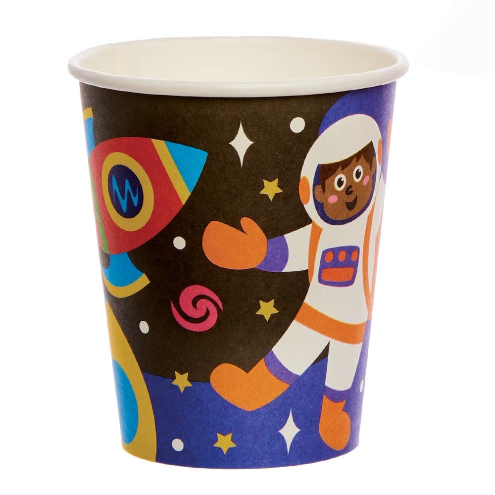 Baker Ross FX318 Solar System Party Cups - Pack of 10, Disposable Paper Cups, Kids Party Table Decoration, Birthday Party Supplies