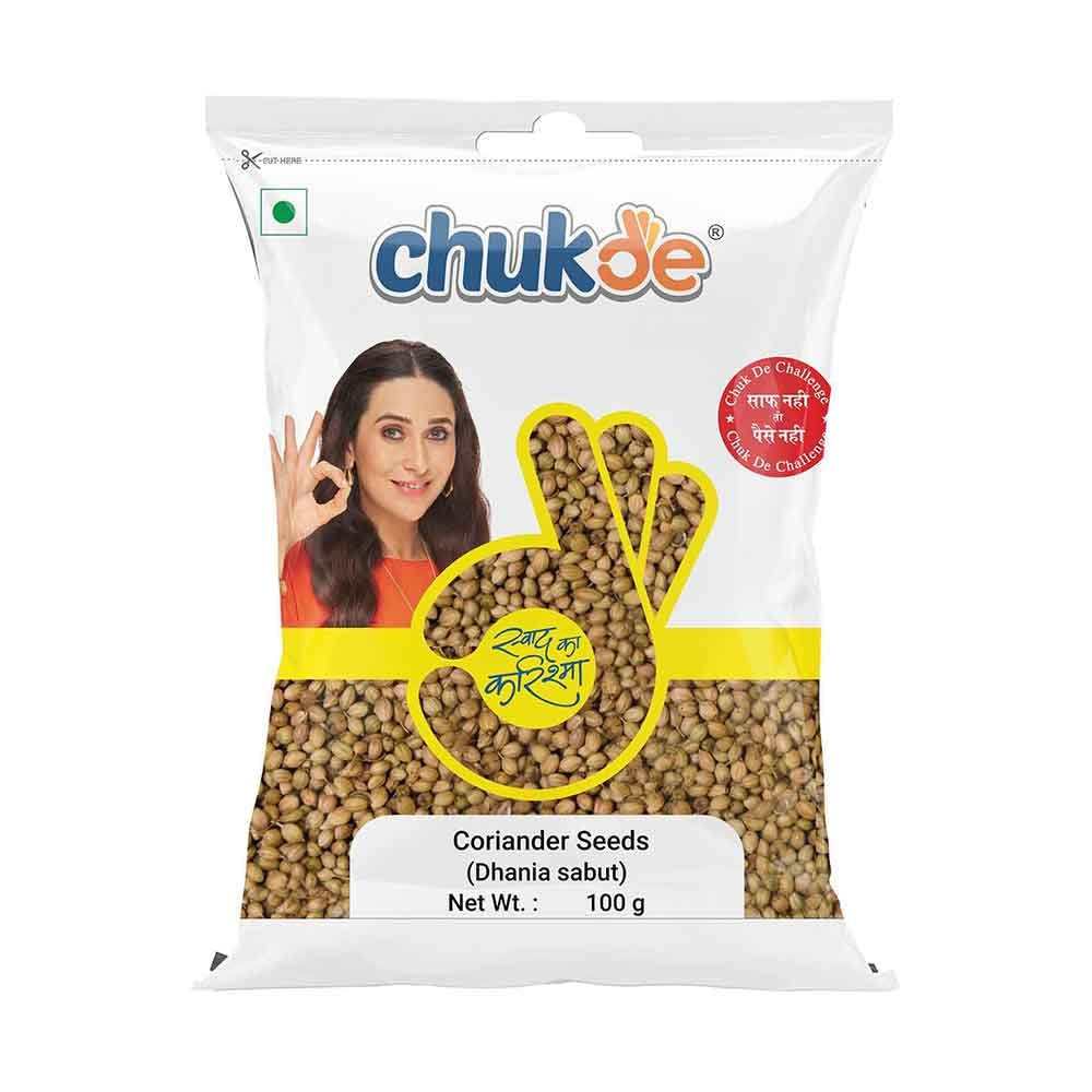 Chukde - Dhania Sabut | Coriander Seeds | Whole Spices | Aromatic Indian Spice for Authentic Flavors | Ideal for Cooking, Seasoning & Masala Blends - 100 Gram (Pack of 4)