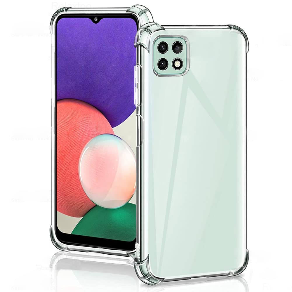 Hually Case for Samsung Galaxy A22 5G, (6.6 Inch) Clear Case with Shockproof Bumper, Anti-slip Soft TPU Protective Cover for Samsung Galaxy A22 5G - Transparent