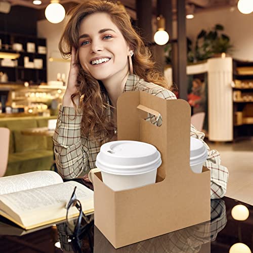 Becherträger Pappe Kaffee Getränkehalter Getränketräger 25 Stück Kraftpapier 2 Tassen für Lebensmittel, zum Herausnehmen, Bar, Restaurant, Café, Zubehör, passend für die meisten Getränkebecher