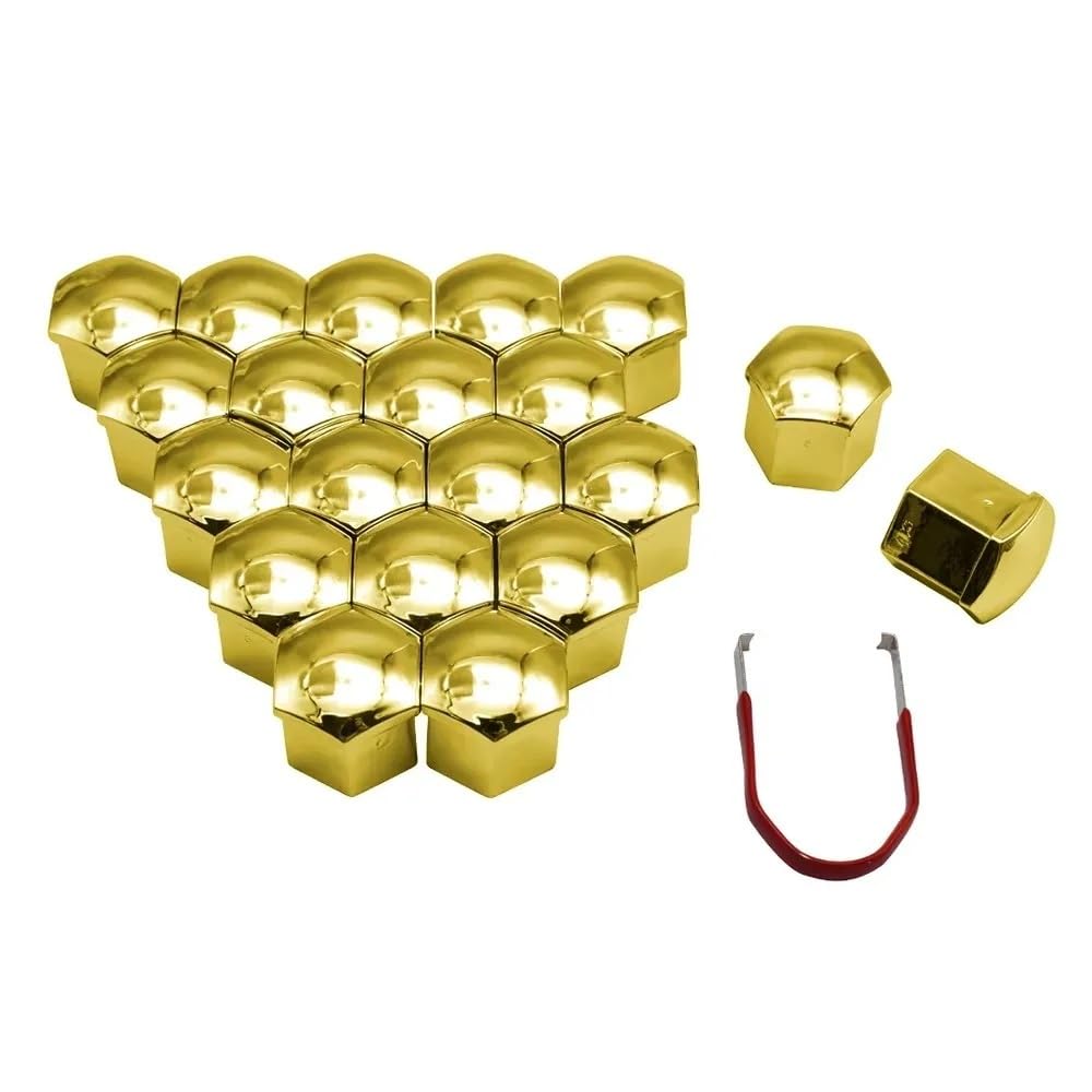 LOCKLGFMCZ 20Pcs Car Decoration Auto Anti-Rust Hub Screw Cover Rust Protection Automobile Wheel Nut 17 19 21mm Exterior Accessories(Gold,21mm)