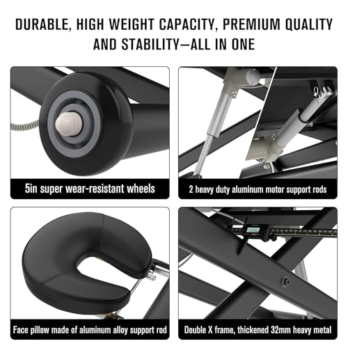 Image of Dolonm Electric Massage Table, Heavy Duty Electric Lift and Electric Backrest 2 Motor Adjustable for Treatment /Medical Spa /Facial Bed /Beauty Bed /Massage Bed and More - 31.2 Wide x 75 Long, Black