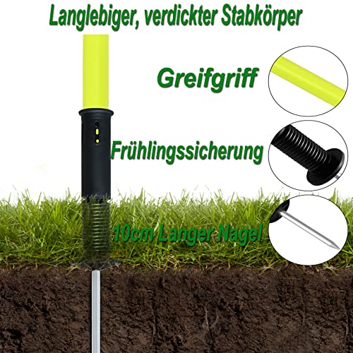 YRHome Slalomstangen Fussball Set 150cm Slalom Poles 6 Slalom Stangen mit Erdspieß Sprunghafte Agilität Stangen Fussball trainingszubehör für Koordinationstraining, Slalom, Fußball, Hundetrainingsset