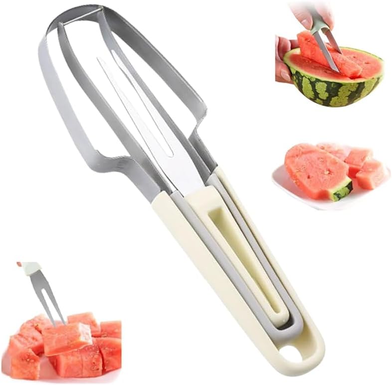 3-in-1 Watermelon Fork Slicer Cutter, 2024 Watermelon Cutter Stainless Steel Watermelon Windmill Cutter, 3 In 1 Summer Watermelon Cutting Tool Fork