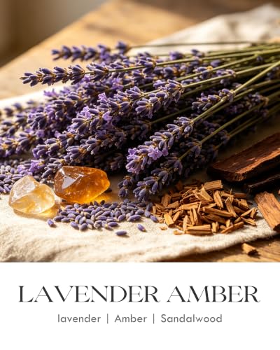 Image of AOOVOO Lavender Amber Wickless Candle - Candle for Warmer Lamp | with 10ml Essential Oil for Custom Aroma, Flameless Non-Toxic Soy Scented