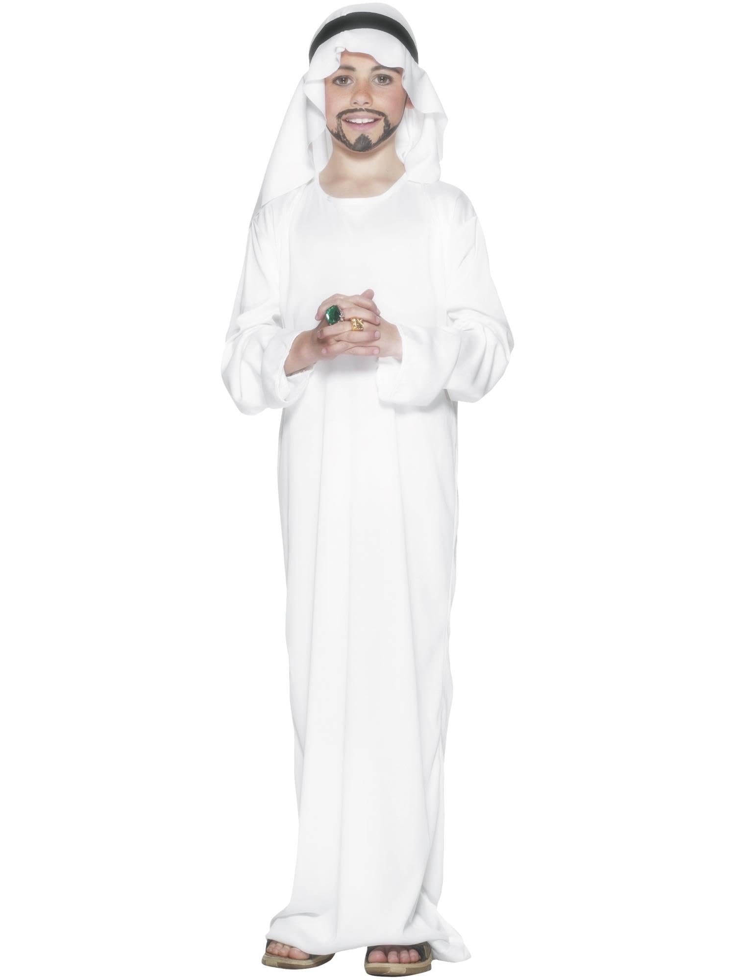 Smiffys Arabian Costume, White with Robe & Headpiece, Christmas Children's Fancy Dress, Santa Dress Up Costumes