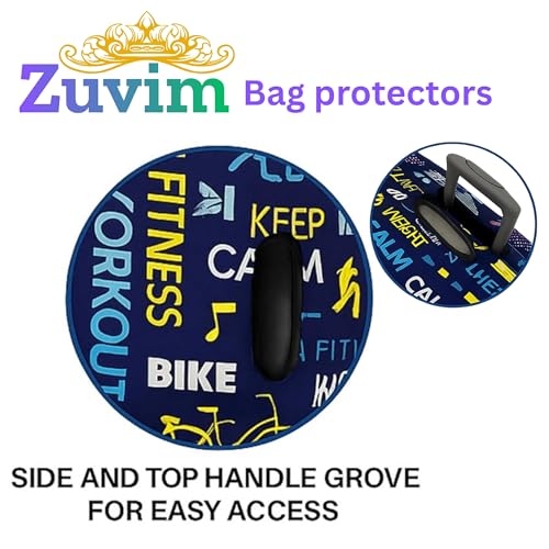 Image of Luggage Cover Trolley Covers for Suitcase Washable Dust Proof Anti-Scratch Protector Polyester Printed Stretchable Fabric (Fits Fiber /Plastic Trolley Bags Only) (Navy, 20 Inch)