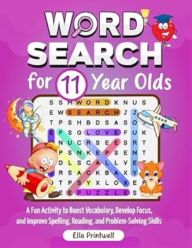 Paperback Word Search for 11 Year Olds: A Fun Activity to Boost Vocabulary, Develop Focus, and Improve Spelling, Reading, and Problem-Solving Skills Book