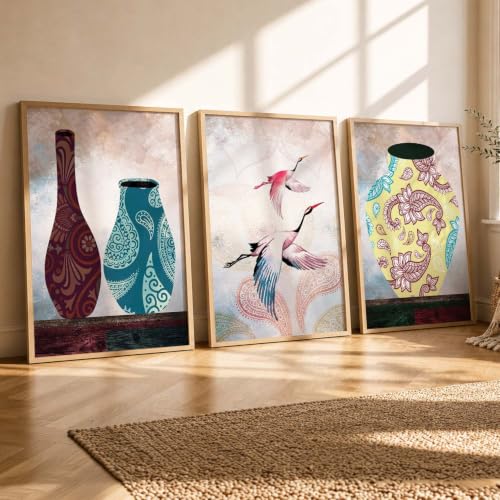 Image of kotart Set of 3 Framed Paintings for Wall Decoration Abstract Paintings Modern Art Wall Painting for Living Room Bedroom - Paintings with Frame (Art 9, 10x13 inch)
