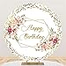 Yeele 6.5x6.5ft Rose Floral Round Happy Birthday Backdrop Gold Glitter Sparkle Geometric Line Golden Dots Photography Background for Girl Women Bday Party Banner Decorations Supplies Photo Booth Props
