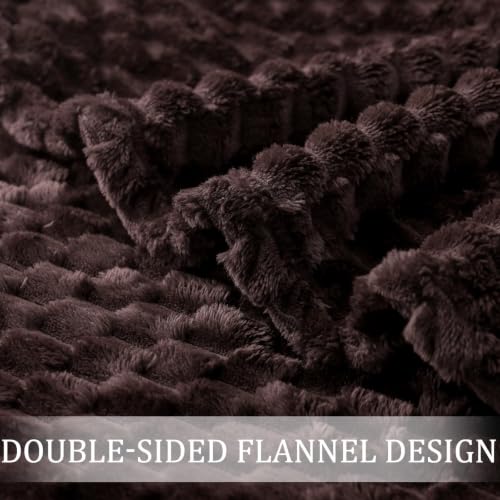 Image of Exclusivo Mezcla 3D Fleece King Size Blanket for Bed, Coffee | Extra Soft Fuzzy Plush Lightweight Bed Blankets, Cozy Fluffy Decorative Blankets for All Seasons, 90x104 Inches