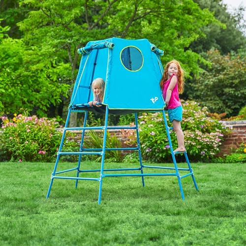 Image of Explorer 2 Jungle Gym Climbing Set with Adjustable Steel Frame, Weather-Resistant Canopy & Platform, Outdoor Playset and Playground Equipment for Kids Ages 3-12, 220 lbs Capacity
