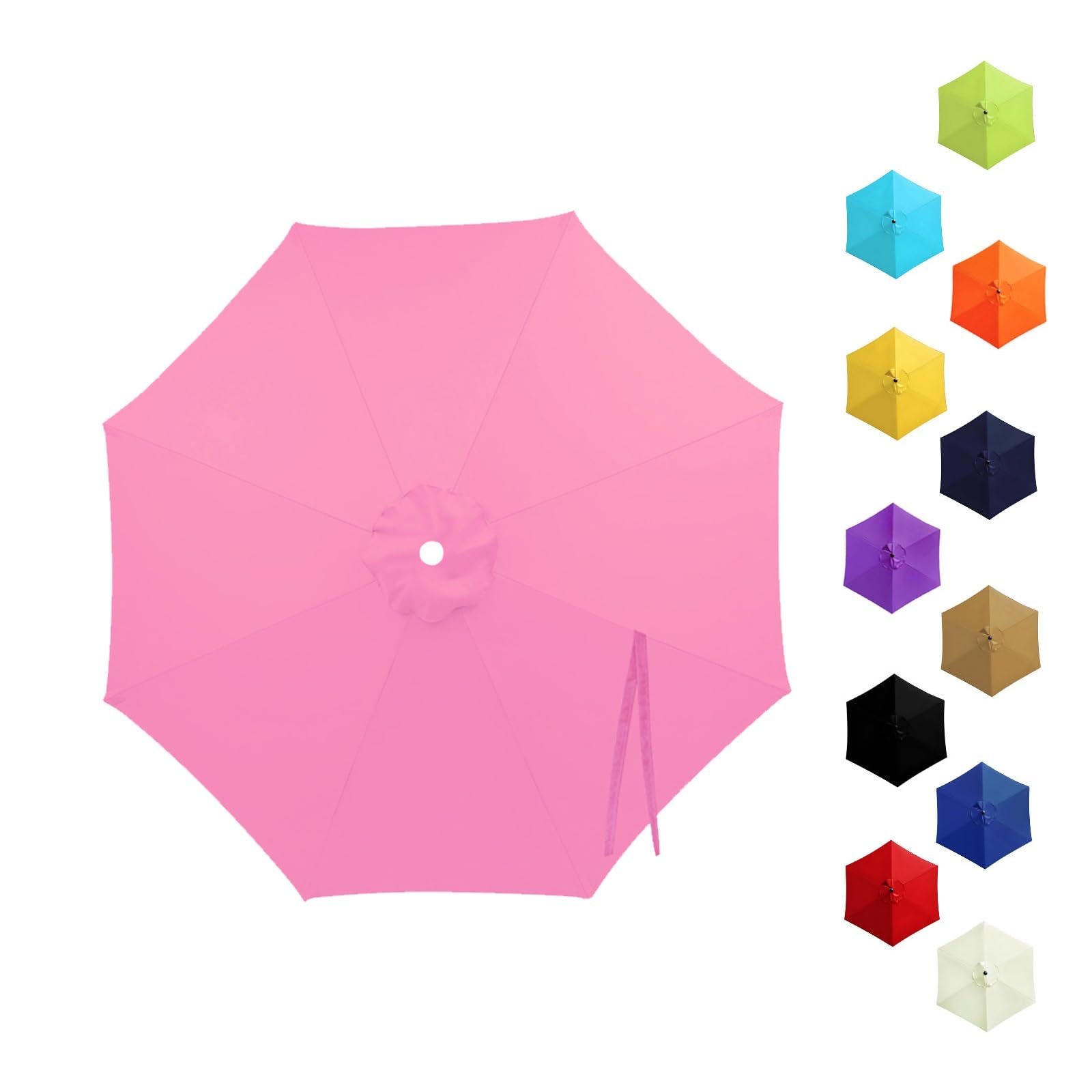 Garden Replacement Parasol Canopy 6/8 Ribs, 2.0m 2.15m 2.30m 2.5m 2.7m 3.0m 3.5m Anti-UV Patio Umbrella Replacement Canvas, Waterproof Parasol Fabric Cover for Market(Pink,4.0m/8 Arms)
