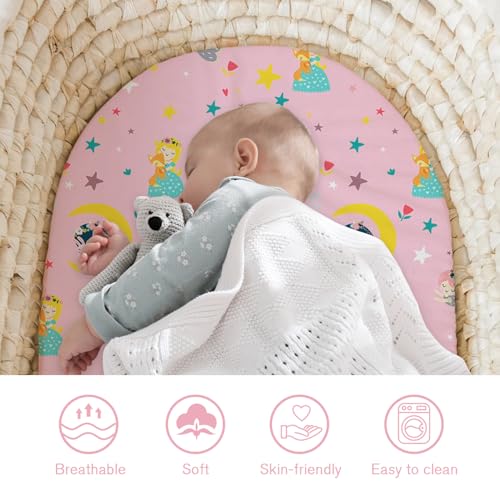 Image of Little Grape Land Bassinet Sheets 4 Pack, 33 inch x 18 inch Fitted Bassinet Sheets Up to 4 inch Deep Pocket, Ultra Soft Baby Bassinet Fitted Sheets for Bassinet Mattress, Unicorn Dreams