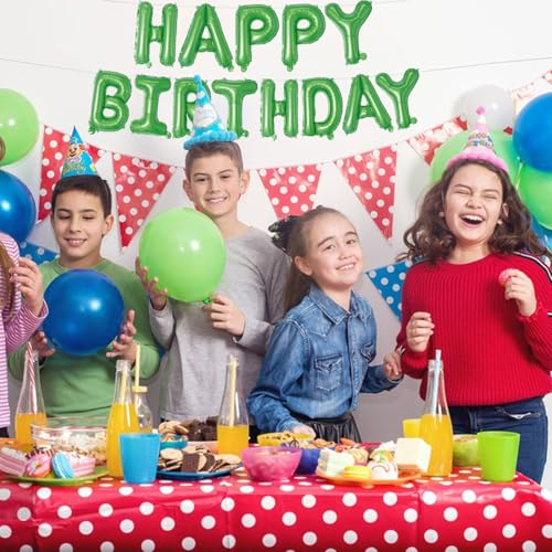Image of Green Happy Birthday Balloons Banner 16 Inch Mylar Foil Letters, Inflatable Party Decor and Birthday Decorations for Women, Men, Boys & Girls Kids and Adults, Reusable, Party Supplies