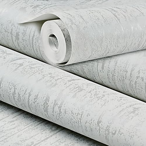 XFLHXY Plain Wallpaper for Bedroom with Slight Glitter Textured Wallpaper for Bedroom Teenager Adults Girls Boys Modern Wall Paper Roll Living Room Hallway and Stairs(Grey)
