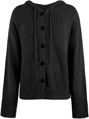 Damen Strickjacke, Herbst und Winter Damen Strickjacke, Lose weiche Kapuzenpullover Jacke, Leichte Strickjacke Jacke (DE/NL/SE/PL, Alphanumerisch, L, Regular, Regular, Grau)