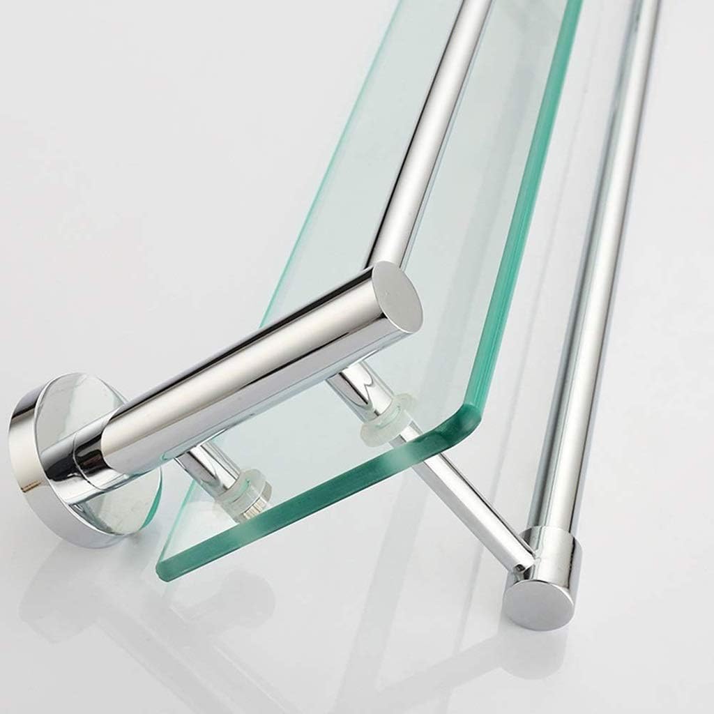 Bathroom Shelves, Glass Shelf Tempered Rectangular 1 Tier Extra Thick Silver Sand Sprayed Wall Mounted