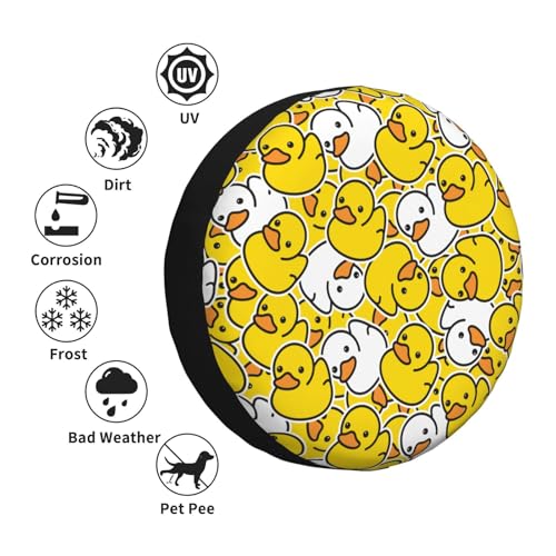 Image of Cute Duck Spare Tire Cover Universal Wheel Tire Cover Funny Cartoon Duck Tire Protectors for Travel Trailer Rv SUV Truck Camper and Many Vehicle 14 Inch