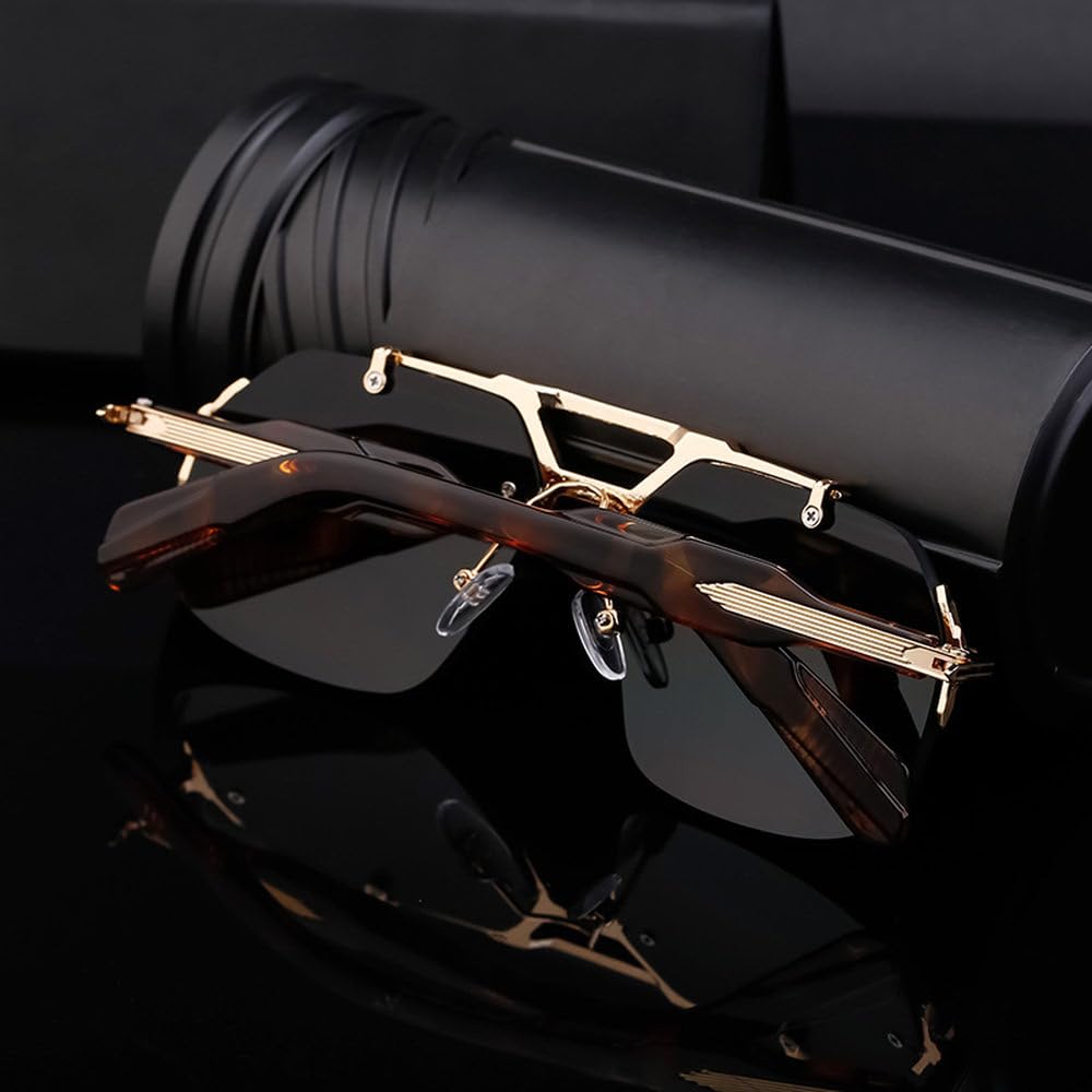 Gafas de sol sin marco para hombre, modernas y mecánicas, modernas, para conducir, con protección UV400 y espejos oceánicos