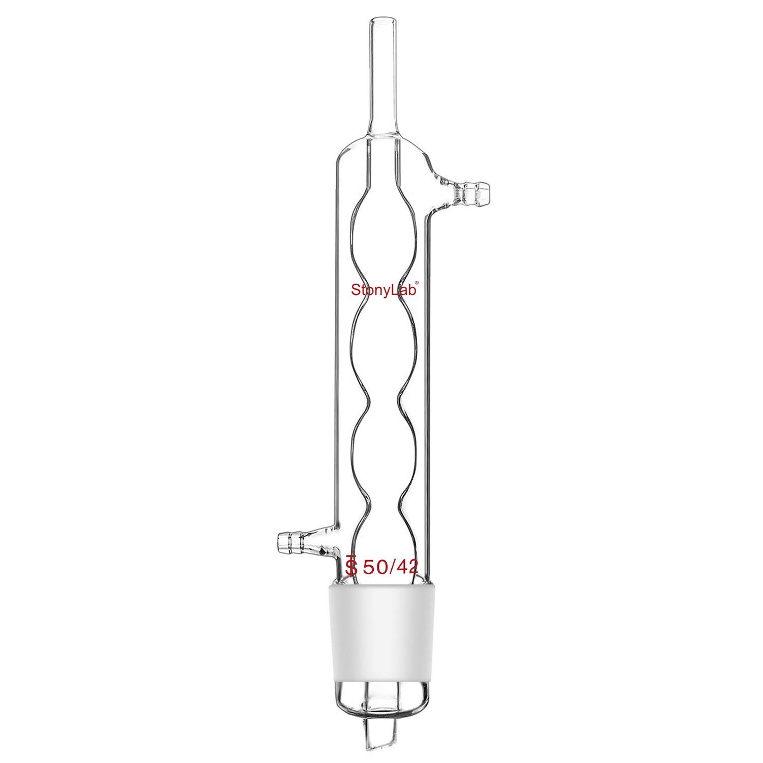 stonylab Reflujo Condensador Allihn para Extractor Soxhlet, Vidrio Borosilicato Condensador Allihn con Junta 50/42 500 mm de Longitud de Chaqueta Vidrio Condensador Laboratorio