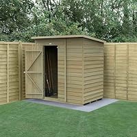 Forest Garden 6x4 Pent Wooden Shed|Single Door|Overlap|25Yr Anti-Rot