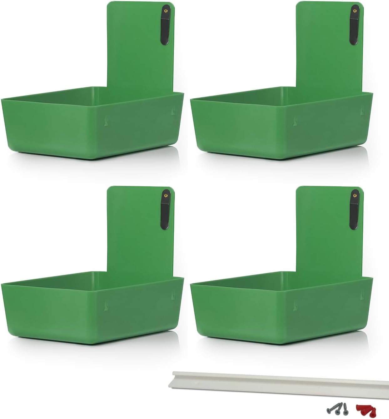 4/Pk Dental Lab Pan with Hanging Bar Strip Plastic Dental Medical Pro Lab Working Pans with Stainless Steel Clip for Notes (White)