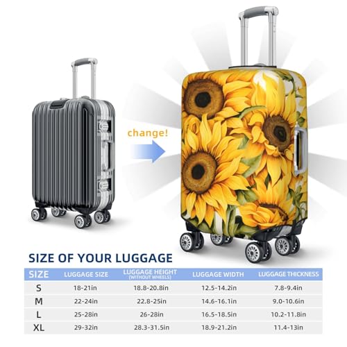 Cute Funny Sunflowers Travel Luggage Cover for Suitcase Anti-Scratch Fashion Suitcase Protector Washable Elastic Baggage Covers Fits 22-24 Inch Luggage for Travel Beach Holiday3