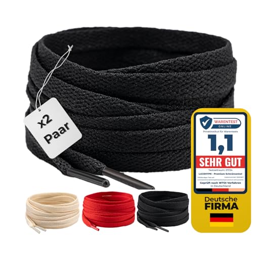 LaceHype 2 Paar - Schnürsenkel falch reißfeste Schuhbänder [8 mm breit ]...