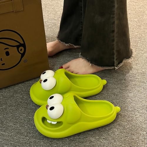 Cartoon Big Eye Dog Slippers for Women Comfy Closed-Toe Flat Slide Funny Indoor Bathroom Shoes Non-Slip Beach Pool Sandals2
