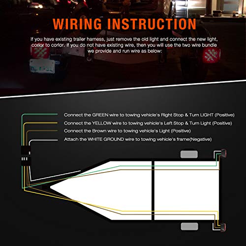 Image of Nilight 2PCS Square Submersible LED Trailer Light,IP68 Waterproof | Low profile stop turn tail signal lights with side marker for 12V utility boat camper RV Trucks Marine Snowmobile
