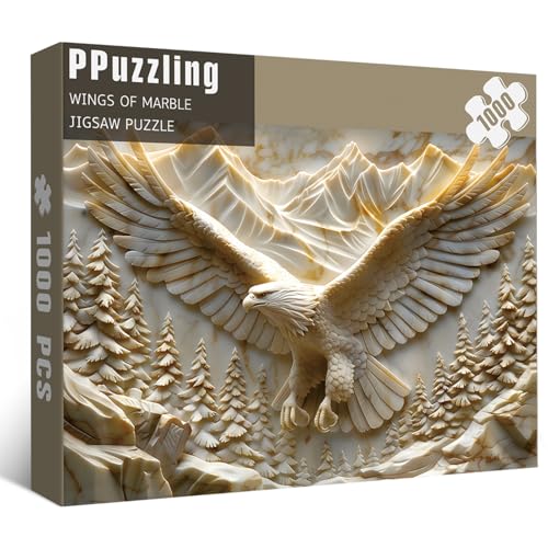 Puzzle para adultos PPuzzling Águila Calva 1000 piezas, desafiante rompecabezas de naturaleza con escena de montaña y bosque miniatura 1