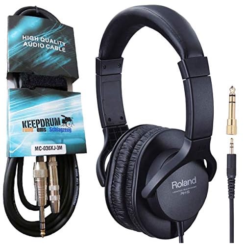 Roland Auriculares estéreo RH-5 cerrados + cable de extensión keepdrum de 3 m
