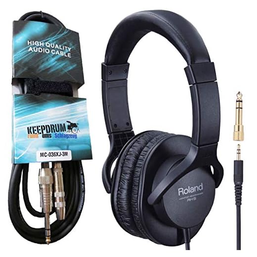 Roland Auriculares estéreo RH-5 cerrados + cable de extensión keepdrum de 3 m