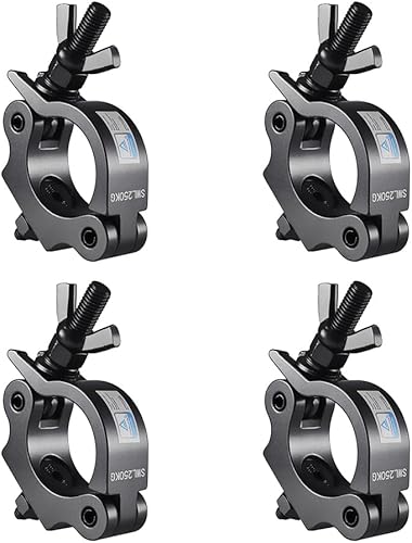 Abrazadera negra para luz de escenario, 4 abrazaderas de luz GZhuoNan Professional de 1.9-2.0 pulgadas (1.890-2.047 in) de aluminio con