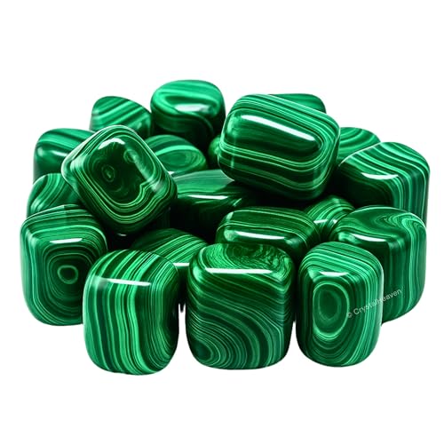 Image of Crystal Heaven Certified Malachite Healing Tumbled Stone,Natural Polished Crystals For Diy Crafts,Manifestation,Meditation,Pooja Feng Shui And Reiki Healing(30 Grams)