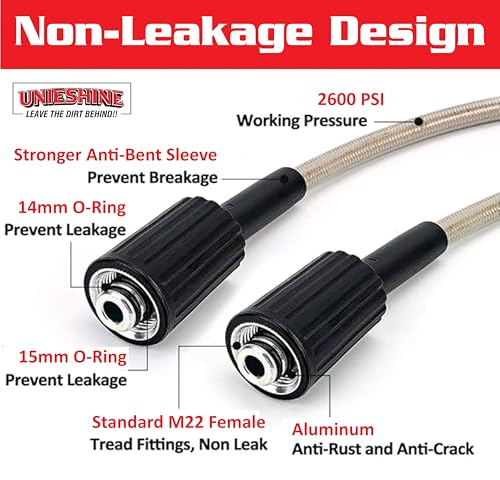 Image of Pressure Washer Hose Pipe, 3500 PSI High Pressure Washer Hose, Molded Durable Pipe Compatible with Starq, Vantro, Aimex, Gaocheng, Agaro, Shakti (8MTR NYLON)