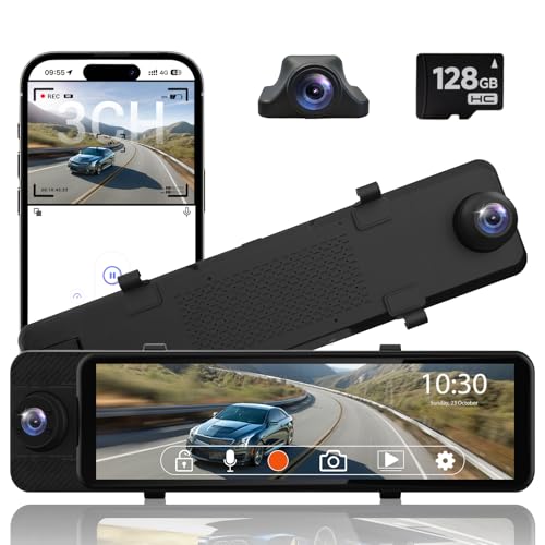 Rear View Mirror Camera, 3 Channel Mirror Dash Cam Front