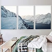 3 Piece Framed Canvas Wall Art Winter Lake Canvas Prints Home Artwork Decoration for Living Room,Bedroom - 16