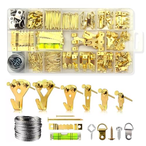 Image of Picture Hanging Kit 302 PCS, Picture Hangers, Heavy Duty Wall Hook, Picture Hanging Assortment, Picture Hanging Wire, Frame Hanging Hardware, Nails for Hanging Pictures, Plate Hangers for The Wall
